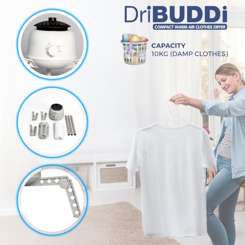 DriBUDDi Compact Elektrischer Wäschetrockner – Tragbarer 850-W-Trockner mit 10-kg-Kapazität, knitterfreie & schonende Trocknung, energiesparend, neues Design 30% effizienter