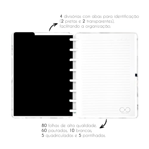 Caderno Criativo Marmore Prateado - Caderno de Disco (Médio)