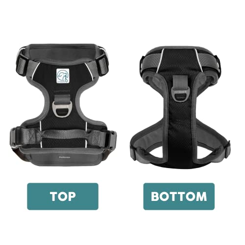 Embark Adventure Dog Harness, No Pull Dog Harness With 2 Leash Clips, Dog Harness For Medium Dogs No Pull. Front & Back With Control Handle, Adjustable Black Dog Vest, Soft & Padded For Comfort #TOP6