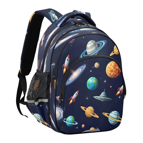 15 Inch Backpack for Kids, Kids Elementary School Backpack, Planets Deep Blue2