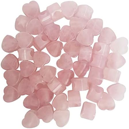 Loveliome 10 Pcs Large Hole Loose European Bead, Heart Love Jewelry Making Supplies fits Charm Bracelet,Rose Quartz
