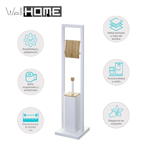 Portarrollos con escobillero Well Home Natureo color blanco 3