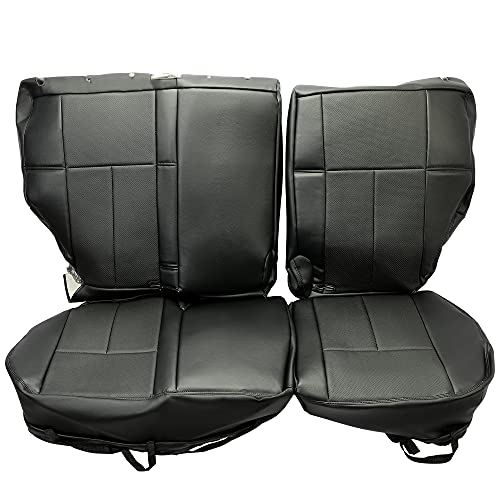Hecasa Full Seat Covers Compatible With 2007-2014 Toyota Fj Cruiser 5-Seat Front & Rear Full Seat Cushion Protectors Black Artificial Leather #TOP3