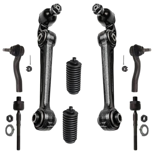 Image of Detroit Axle - 8pc Front End Control Arms Kit for 07-12 Ford Fusion Lincoln MKZ, 07-09 Mercury Milan, 2 Lower Forward Control Arms 4 Tie Rod Ends 2 Boots 2007 2008 2009 2010 2011 2012 Replacement
