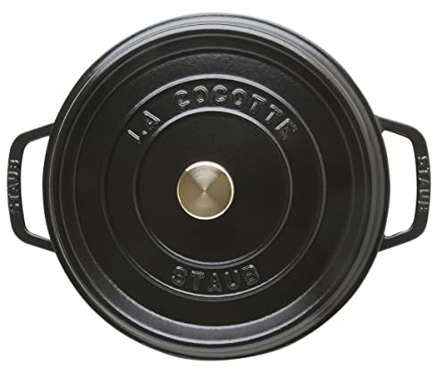 Image of Staub La Cocotte Round 40500-281 inchPico Cocotte Round, Black, 11.0 inches (28 cm), Two-Handed, Enameled Pot, Waterless Cooking, Induction Compatible
