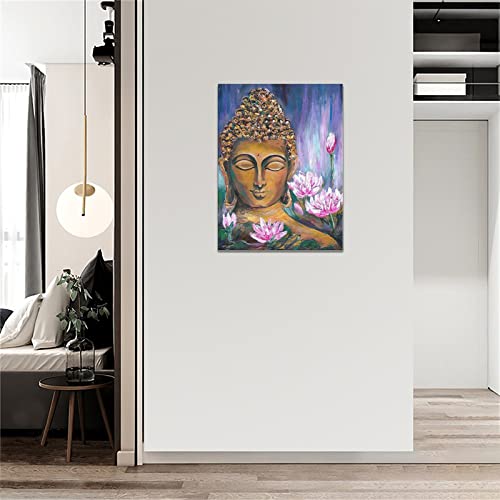 Vintage Buddha Wall Decor Zen Lotus Pictures Wall Art Zen Meditation Spiritual Painting Canvas Print Framed Modern Home Decorations Artwork For Office Bathroom Bedroom 12"X16" #TOP1