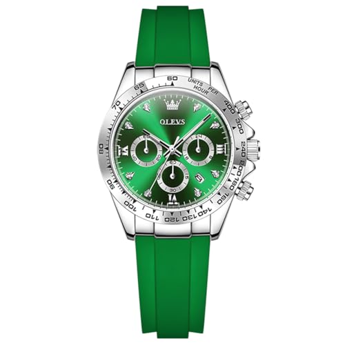 Image of OLEVS Women Diamond Quartz Watches Silicone Chronograph Sports Wristwatch