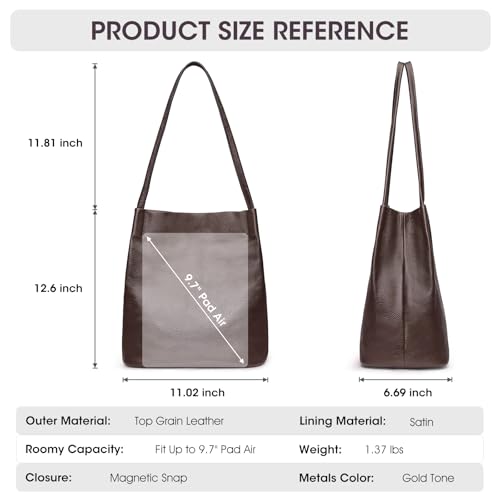 Image of Kattee Women Soft Genuine Leather Totes Shoulder Bag Purses and Handbags with Top Magnetic Snap Closure