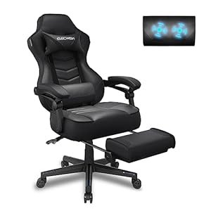 ELECWISH Gaming Chair with Footrest and Massage Lumbar Support, Ergonomic Computer Seat Height Adjustable with 360°Swivel and Headrest, Black