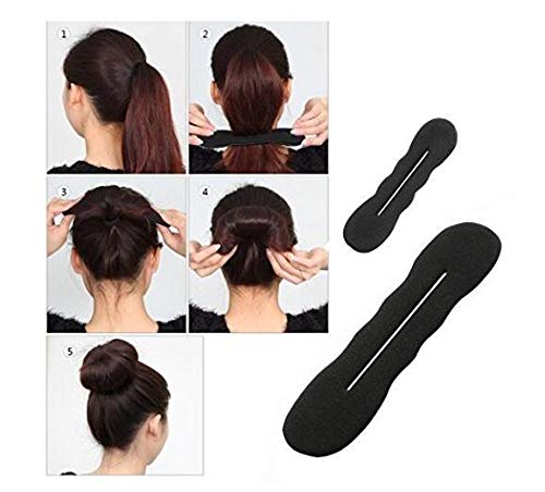 4 peças para fazer coque de cabelo preto mágico, clipe de esponja de espuma, modelador de cabelo, co