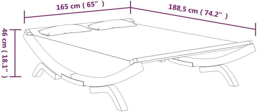 Patio Lounge Bed, Patio Furniture,Tanning Chairs for Outside,Patio Bed,Garden Lounger Chair,for Poolside, Pool, Patio, 65"x74.2"x18.1" Solid Bent Wood Anthracite