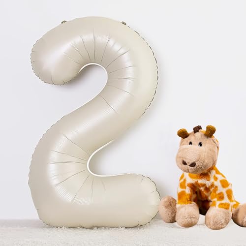 Image of 40 Inch Cream Number 2 Balloon Beige Boho Neutral Party Decoration