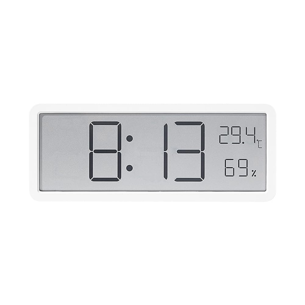 Creperture Reloj de Pared Digital LCD de 7.9 Pulgadas con Temperatura y Humedad, Reloj Despertador de 12/24 Horas Reloj de Escritorio Delgado para Dormitorio, Oficina en Casa, Blanco
