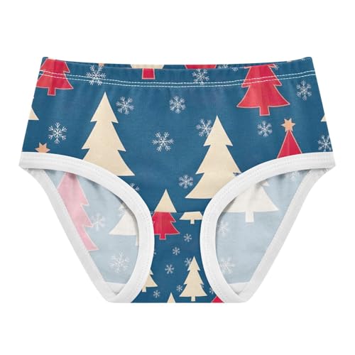 Kids Underwear, Christmas Trees Blue Toddler Briefs, Girls' Cotton Brief Underwear, 2T–8 Years