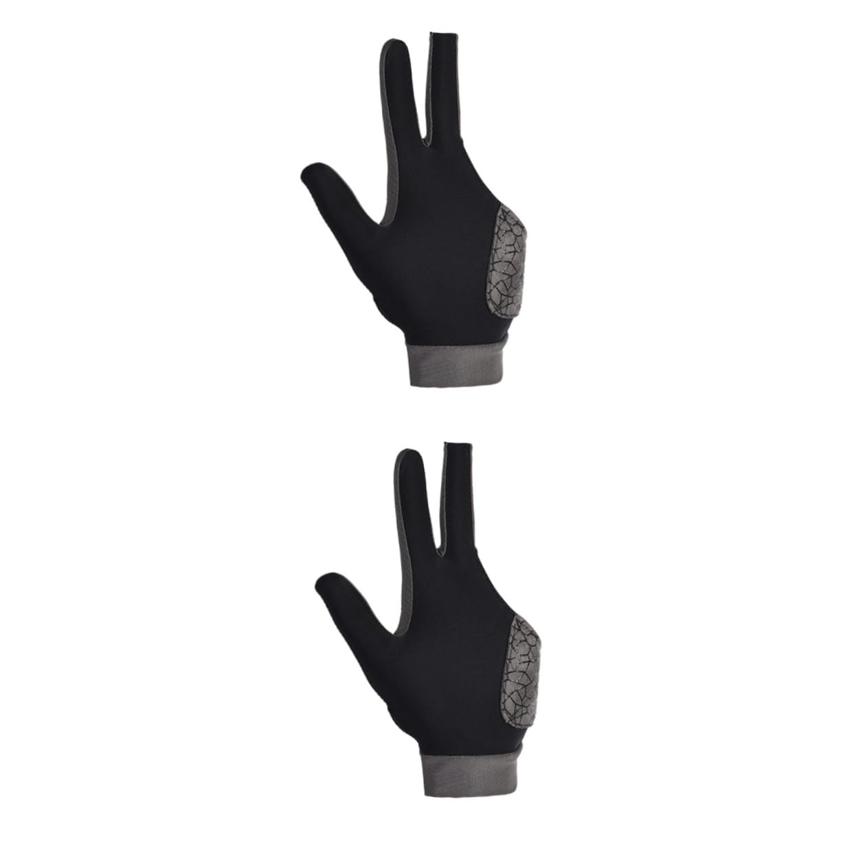 SUPVOX 2 Pcs Billiard Gloves Left Hand Glove 3 Fingers Black Comfortable Non-Slip Elastic for Pool and Billiards