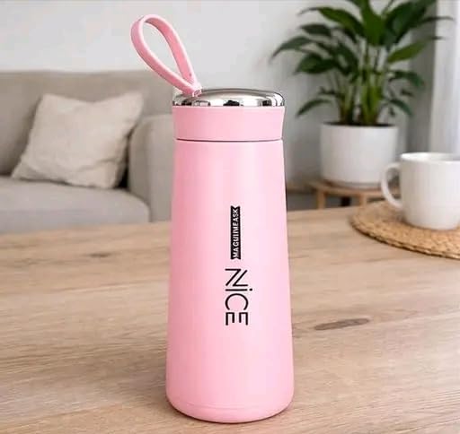 Image of Insulated Flask, Pink, Stainless Steel, with Carry Loop, Travel Tumbler (2, Pink)