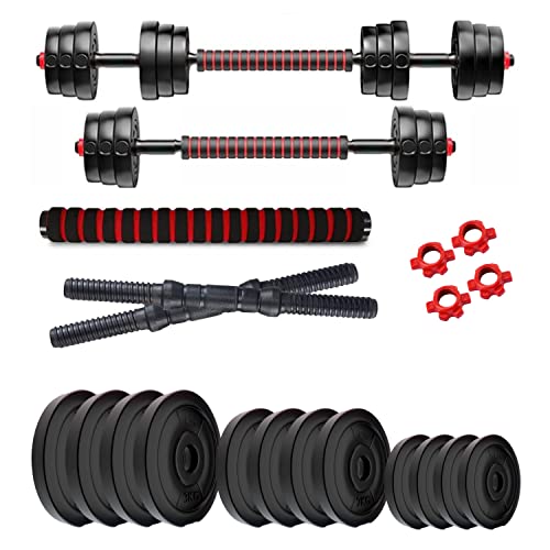 Image of Kore 3 In 1 Convertible 24 Kg Pvc Dumbbells Set, Black