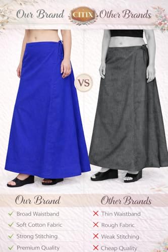 Image of CITIX Pure Cotton Petticoat for Woman Saree | Adujastable Drawstring Waist