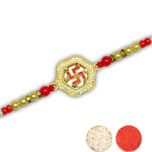 Image of Canton Rakhi For Brother With Chocolate Gift Hamper, Rakhi With Cadbury Dairy Milk, Pack of 1 Designer Rakhi For brother (2024 PK1 D25)