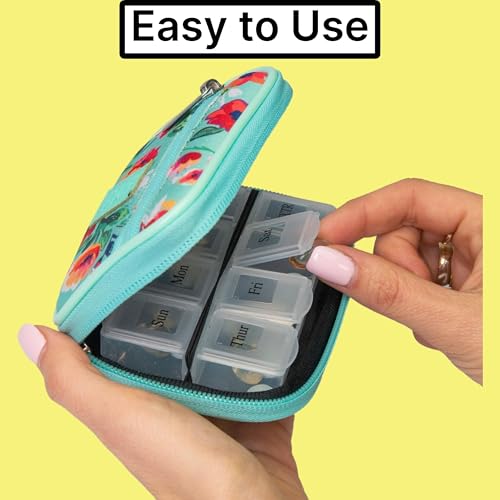 Image of Made Easy Kit Pill Case - Weekly Medicine Organizer with Removable Seven-Day Vitamin & Supplement Box - Premium Neoprene for Travel Purse Accessory (Clear Plastic Boxes)