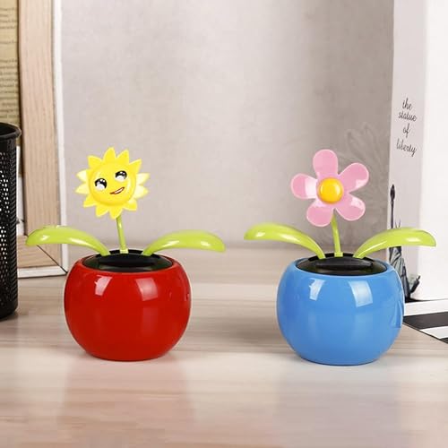Red Solar Dancing Flower Car Dashboard Decorations - Funny Solar Powered Dancing Flower Pot Car Ornaments Flower Swinging Toy for Car Decor, Funny Gifts for Friends Solar Power Kits