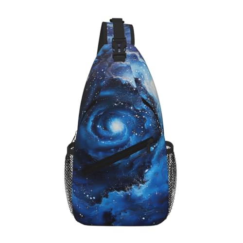 NBAGHPQ Mochila cruzada con estampado de galaxia azul para hombres y mujeres, para viajes, uso diario, a la moda