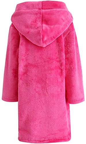 Image of Kids Hooded Bathrobe Girls Soft Plush Hooded Flannel Pajamas Sleepwear Boys Spa Robe