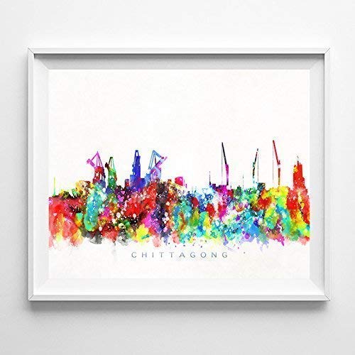 Amazon.com: Chittagong Bangladesh Watercolor Skyline Poster Cityscape Wall Art Print Home Decor Watercolour Artwork - Unframed : Handmade Products