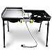 Bayou Classic Dual Patio Camp Stove w/Single Griddle Features Dual 6-in Cast Aluminum Burners 27-in Tall Cooker 13.5-in x 13.5-in Square Removable Griddle Perfect For Backyard Chefs Tailgates