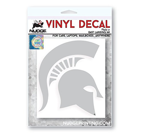 Image of Collegiate NCAA Car Decal Made from Premium Weatherproof Vinyl (Michigan State Spartan Helmet - Silver)