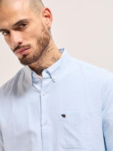 Image of THE BEAR HOUSE Men's Cotton Striped Slim Fit Shirt