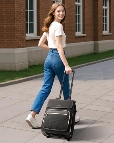 Rolling Backpack for Women, Travel Rolling Laptop Backpack with Wheels, Vertical & Horizontal Storage 2 In 1, Flip-Top Design, Water-Resistant Overnight College Underseat Carry on Luggage2