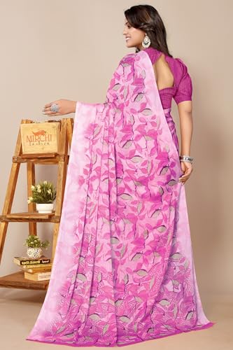Image of MIRCHI FASHION Saree for Woman Chiffon Floral Printed | Lightweight All-Day Comfortable Women's Sari with Unstitched Blouse Piece (Available in 30 Colors)