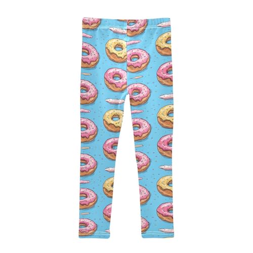 Girls Leggings Donut Blue Print Soft Toddler Leggings for Girls Kids Pants Size 4T-10T2
