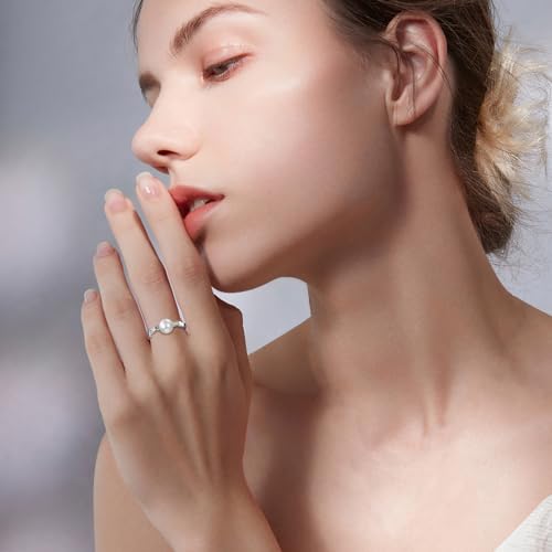 Pearl Elastic Stretch Ring: Flextible Finger Pinky Beads Rings Weddings Band Christmas Jewelry for Women2