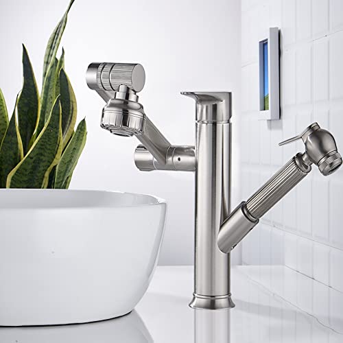 Robinet de lavabo extractible en cuivre à eau chaude et froide