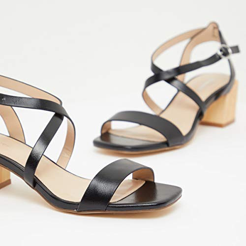 Image of shoexpress Women's Block Heel Open Toe Sandals with Buckle Closure