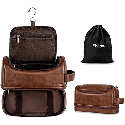 Elviros Bolsa de Aseo de Cuero Resistente al Agua Cover