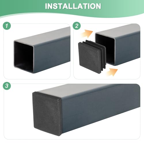 Image of M METERXITY 10-Pack Square Tubing End Caps, 2.8Inch /70mm Plastic Tube Plugs for Square Metal Tube /Chair Legs /Pipe Post /Furniture /Fence, Bumper Tubing Plug [Black]