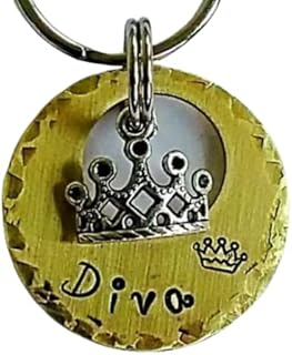 Tiara Pet Tag, Dog Tag for Dogs, Pet ID Tag, Crown Dog Tag, Dog Tag, Washer Dog Tag, Dog Tags for Dogs, Hand Stamped Tags, Pet Tag, Cat Tag (1")