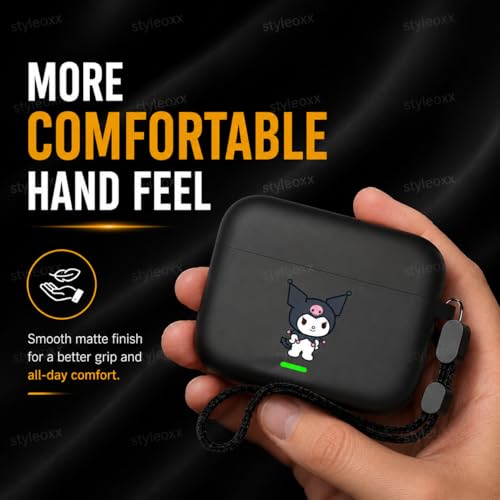 Image of Anvique Silicone Case Cover for Realme Buds T500 Pro, Shockproof Protective Earbuds Cover with Keychain Hook, Anti-Scratch Soft Silicone Skin, Full Body Protection Case (Kurrumii Lanyard)