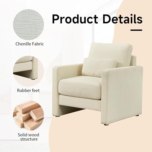 Sillón Plegable Chenille Beige miniatura 3