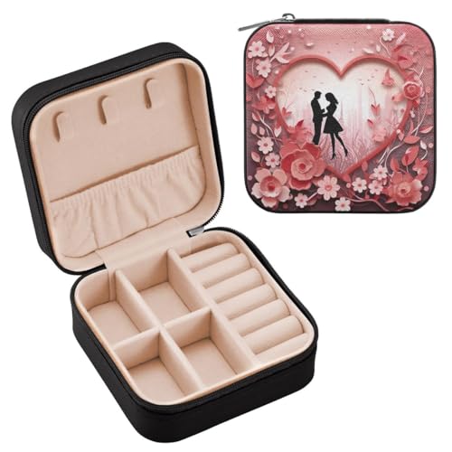 JUMBEAR Portagioie da viaggio per coppie di San Valentino, da donna, portagioie da viaggio, piccolo portagioie per collane, bracciali, orecchini