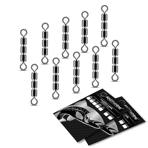 AMZfishing® 10x Girelle ad Alta velocità | Girelle Triple | Girelle da Pesca | Girelle per Trote | Accessori da Pesca | Esche per Trote | Assortimento di Girelle | Girelle per Pesca (10, 10)