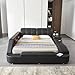 WAQINBR Multifunctional King Bed Frame, Modern Luxury Smart Bed with Massage Recliner on Right/Music Speaker/USB Port/Storage Drawers, Adjustable Leather Upholstered Headboard, Black