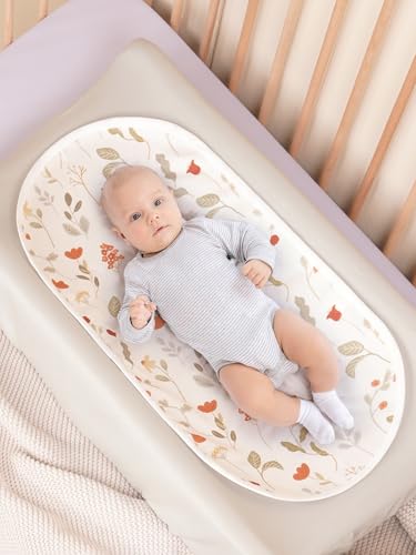 Image of TILLYOU Waterproof Changing Pad Liners 6 Pack, 100% Cotton Reusable Cloth Diaper Liners, Forest Floral