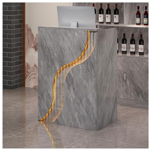 FENGZEQUAN Mostrador De RecepcióN De RecepcióN Y Oficina Mesa De RecepcióN con CajóN Cerradura Mueble De RecepcióN Mostrador De RecepcióN con Luces Led para Tiendas(B,60cm/23.6in)