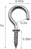 Vista 3 de IDEALSV 50 Pcs (304) Stainless Steel Screw Ceiling Hooks 5/8 Inch Small Cup Hook Screw-in Light Hooks Outdoor and Indoor Hanging