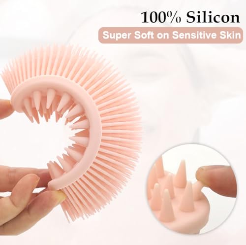Image of GLUN Bath Brush 2 in 1 Exfoliating Body Brush, Premium Silicone Brush for Use in Shower, Head Scrubber and Scalp Massager