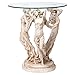 Design Toscano Greek Muses Classic Glass-Topped Side Table, 18 Inch Wide, 18 Inch Deep, 20 Inch Tall, Cast Stone Resin, Antique Stone Finish